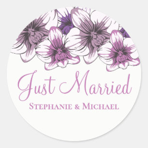 Florale Hochzeit Purpur Orchideen Hochzeitsblumen Runder Aufkleber