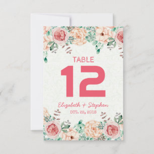 Florale Hochzeit Sitzplatz Tisch Nummer / Eskorte Einladung