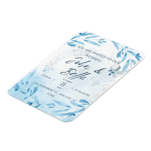 Florale Hochzeit speichern Sie das Datum der Einla Magnet (Linke Seite)