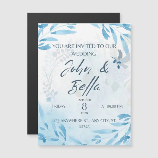 Florale Hochzeit speichern Sie das Datum der Einla Magneteinladung (Vorne/Hinten)