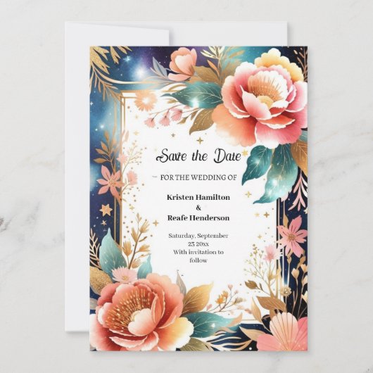 Florale Hochzeit Speichern Sie die Datumskarte Save The Date (Vorderseite)