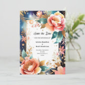 Florale Hochzeit Speichern Sie die Datumskarte Save The Date (Stehend Vorderseite)