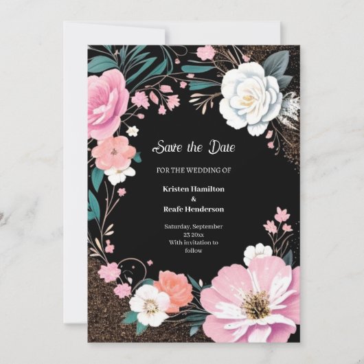 Florale Hochzeit Speichern Sie die Datumskarte Save The Date (Vorderseite)
