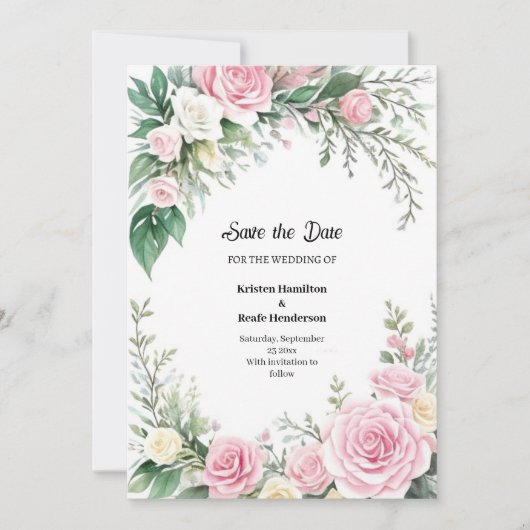 Florale Hochzeit Speichern Sie die Datumskarte Save The Date (Vorderseite)