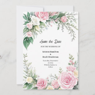 Florale Hochzeit Speichern Sie die Datumskarte Save The Date