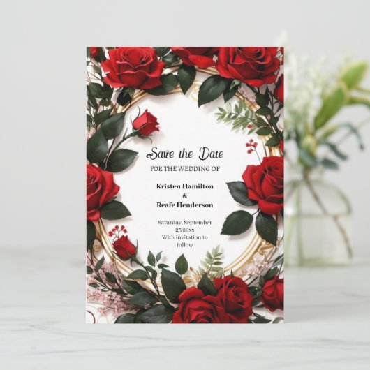 Florale Hochzeit Speichern Sie die Datumskarte Save The Date (Stehend Vorderseite)