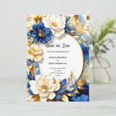 Florale Hochzeit Speichern Sie die Datumskarte Save The Date (Stehend Vorderseite)