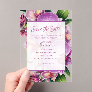 Florale Hochzeiten speichern das Datum Acryleinladungen