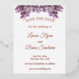 Florale Hochzeiten speichern das Datum Folie Einladungspostkarte