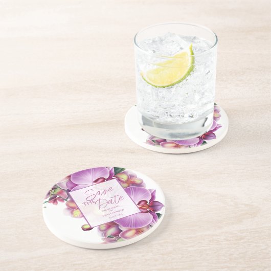 Florale Hochzeiten speichern das Datum Getränkeuntersetzer (Seite)