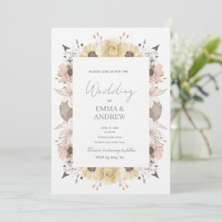 Florale Hochzeits-Einladung – Elegant Einladung