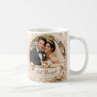 Florale Hochzeits-Foto-Anpassung Kaffeetasse