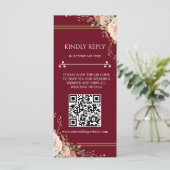Florale Hochzeits-RSVP-Karte mit QR-Code (Stehend Vorderseite)