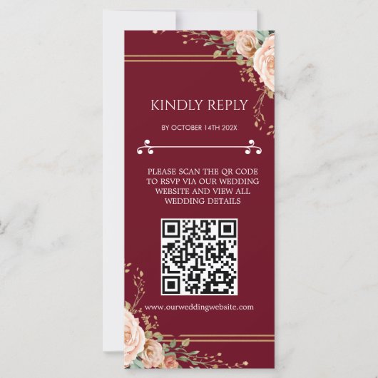 Florale Hochzeits-RSVP-Karte mit QR-Code (Vorderseite)