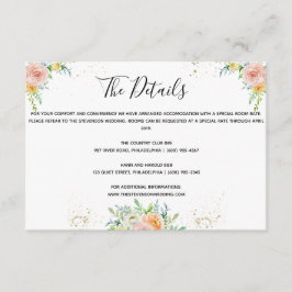 Florale Hochzeitsdetails Einlegen Karte Gold Abend