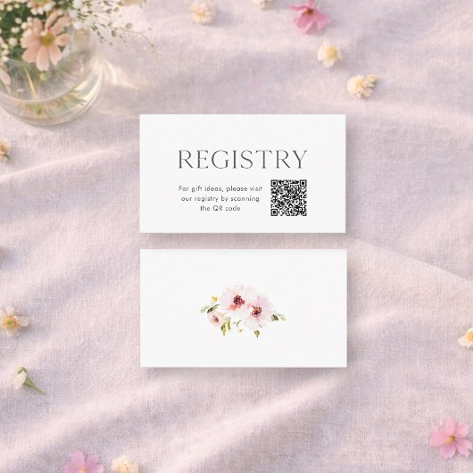 Florale Hochzeitsregister-Einlage mit QR-Code Begleitkarte