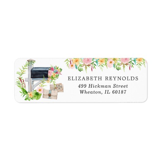 Florale Hochzeitsshower per Post | Absenderadresse (Vorne)