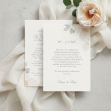 Florale Hochzeitswochenende-Willkommens-Einlagekar
