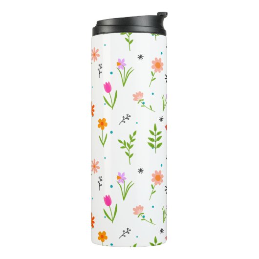 Florale Hübsche Blume Muster Thermal Tumbler Thermosbecher (Nach links gedreht)
