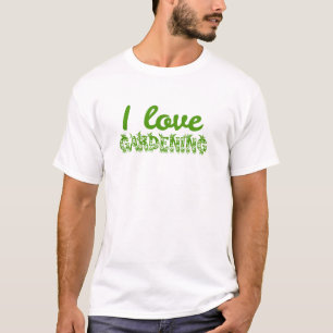 Florale "Ich liebe Gartenarbeit" Typografie T-Shirt