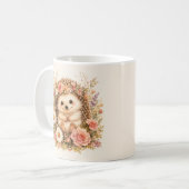 Florale Igel-Wasserfarbenkunst Kaffeetasse (Vorderseite Links)