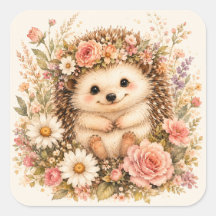 Florale Igel-Wasserfarbenkunst