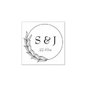 Florale, Initialen, Moderne Ehe Gummistempel (Prägung)