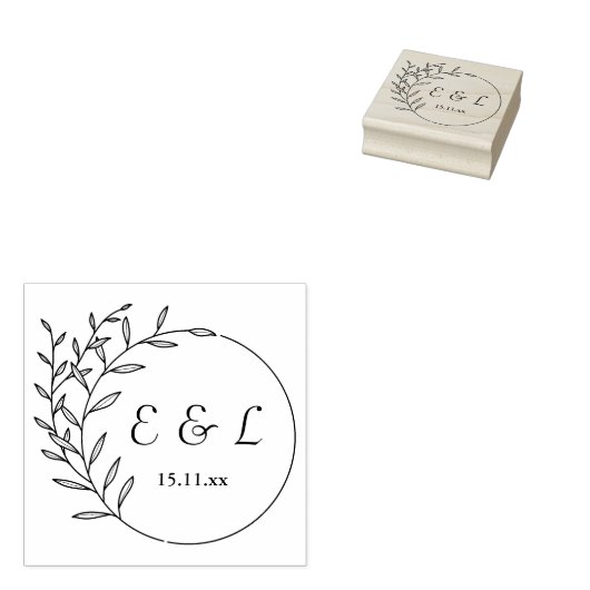 Florale-Initialen-Personalisierung Gummistempel (Stempel)