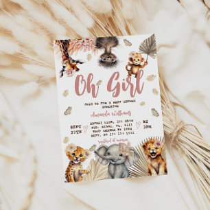 Florale Jungle-Safari-Girl-Baby-Party Einladung