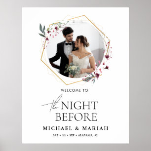 Florale Kalligrafie Probeessen Foto Hochzeit Poster