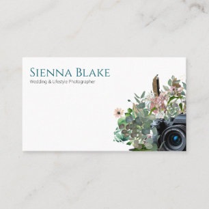 Florale Kamera-Wasserfarben-Hochzeitsfotografin Visitenkarte