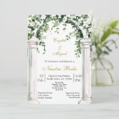 Florale Kirche Spanische Hochzeit   Einladung (Stehend Vorderseite)