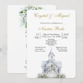 Florale Kirchen-Spanische Hochzeit Einladung (Vorne/Hinten)