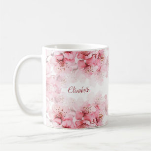 Florale Kirschblüten Namens Monogramm Tasse