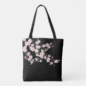 Florale Kirschblüten-Rosa-Schwarz Tasche (Rückseite)
