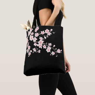 Florale Kirschblüten-Rosa-Schwarz Tasche