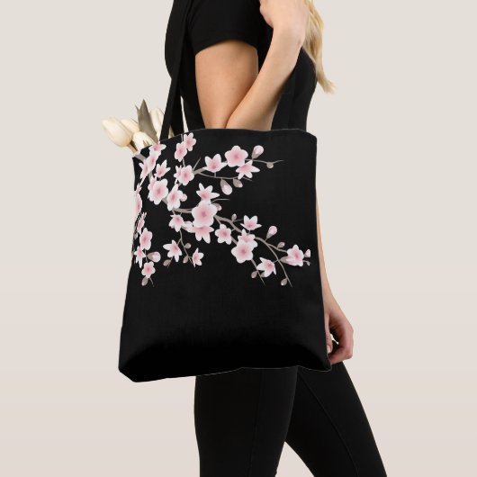Florale Kirschblüten-Rosa-Schwarz Tasche (Von Nahem)