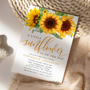 Florale kleine Sonnenblume auf dem Weg Baby Shower Einladung
