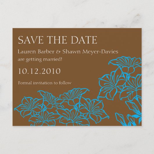 Florale Konturen Save the Date Postkarte (Vorderseite)