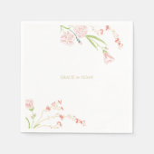 Florale Koralle Pink & Creme Floral Serviette (Vorderseite)