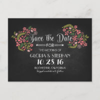 Florale Kreidetafel-Save-the-Date-Postkarten