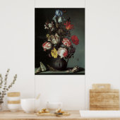 Florale Kunst mit Rose Poster (Küche)