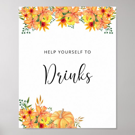 Florale Kürbis-Getränke Poster (Vorne)