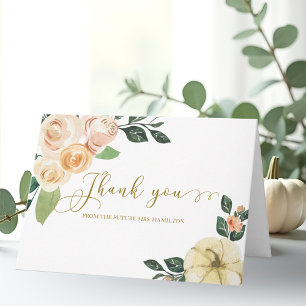 Florale Kürbis-Herbst-Brautjungfernparty Dankeschö Karte