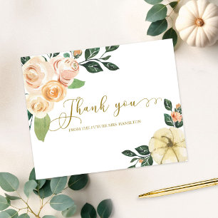 Florale Kürbis-Herbst-Brautjungfernparty Dankeschö Postkarte
