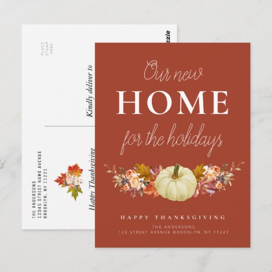 florale Kürbisverschiebung Postkarte (Vorne/Hinten)