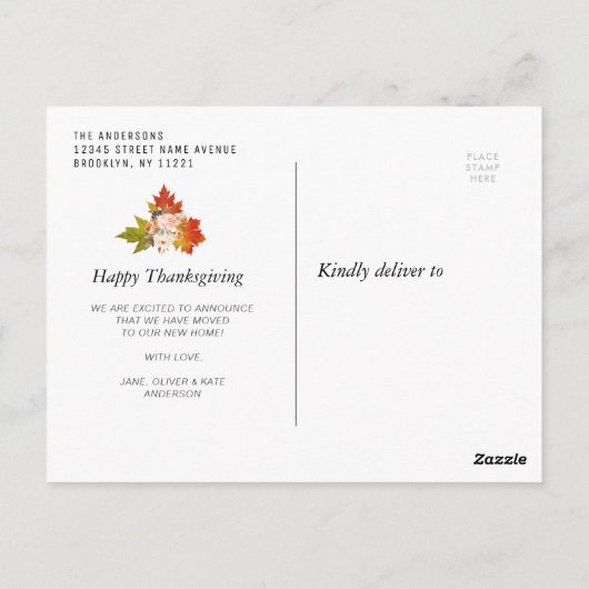 florale Kürbisverschiebung Postkarte (Rückseite)