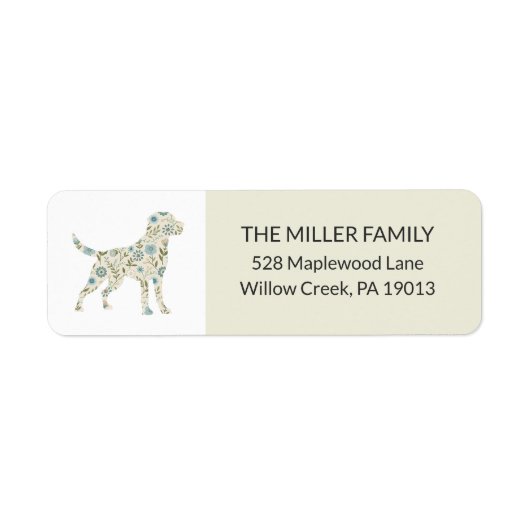 Florale Labradoodle-Hund-Silhouette-Adresse (Vorne)