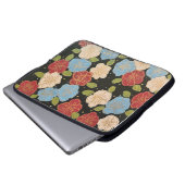 Florale Laptop-Hülle mit rosa, blau, grün und gold Laptopschutzhülle (Vorne Knopf)