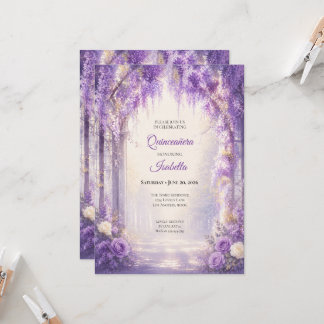 Florale lila Quinceañera-Einladung Einladung